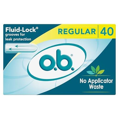 o.b. Tampons ohne Applikator, parfümfrei - 40 Stück | Tampons Regular, Damenhygiene, ob Tampon Regular, Periodenprodukte