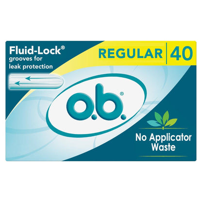 o.b. Tampons ohne Applikator, parfümfrei - 40 Stück | Tampons Regular, Damenhygiene, ob Tampon Regular, Periodenprodukte
