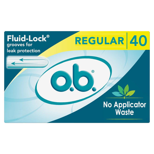o.b. Tampons ohne Applikator, parfümfrei - 40 Stück | Tampons Regular, Damenhygiene, ob Tampon Regular, Periodenprodukte