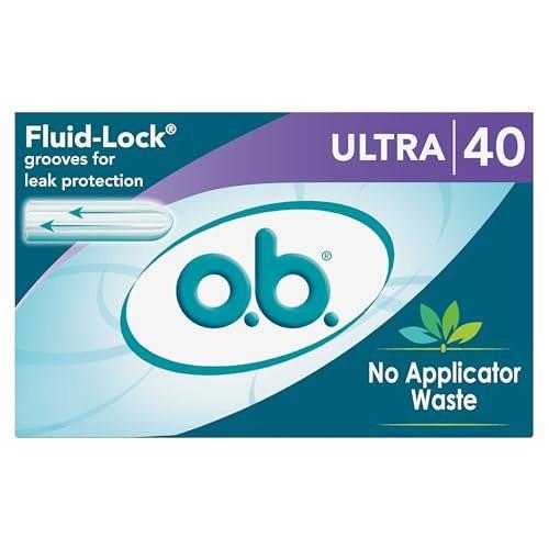 o.b. Tampons ohne Applikator, parfümfrei – 40 Stück | Ultra-Saugstärke, Damenhygiene, ob Tampon Ultra, Periodenprodukte