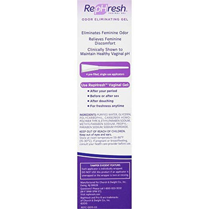 RepHresh Geruchsentfernendes Vaginalgel, pH-Balance für Frauen, 4 Stück (0,7 oz)