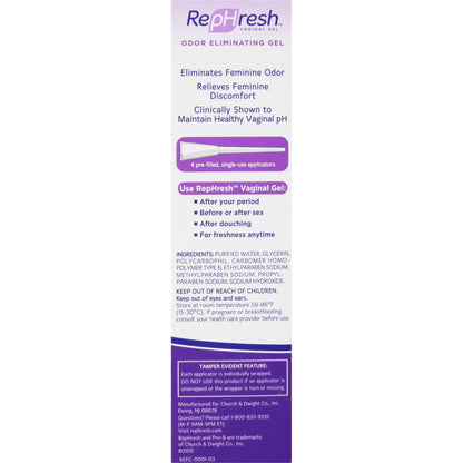 RepHresh Geruchsentfernendes Vaginalgel, pH-Balance für Frauen, 4 Stück (0,7 oz)
