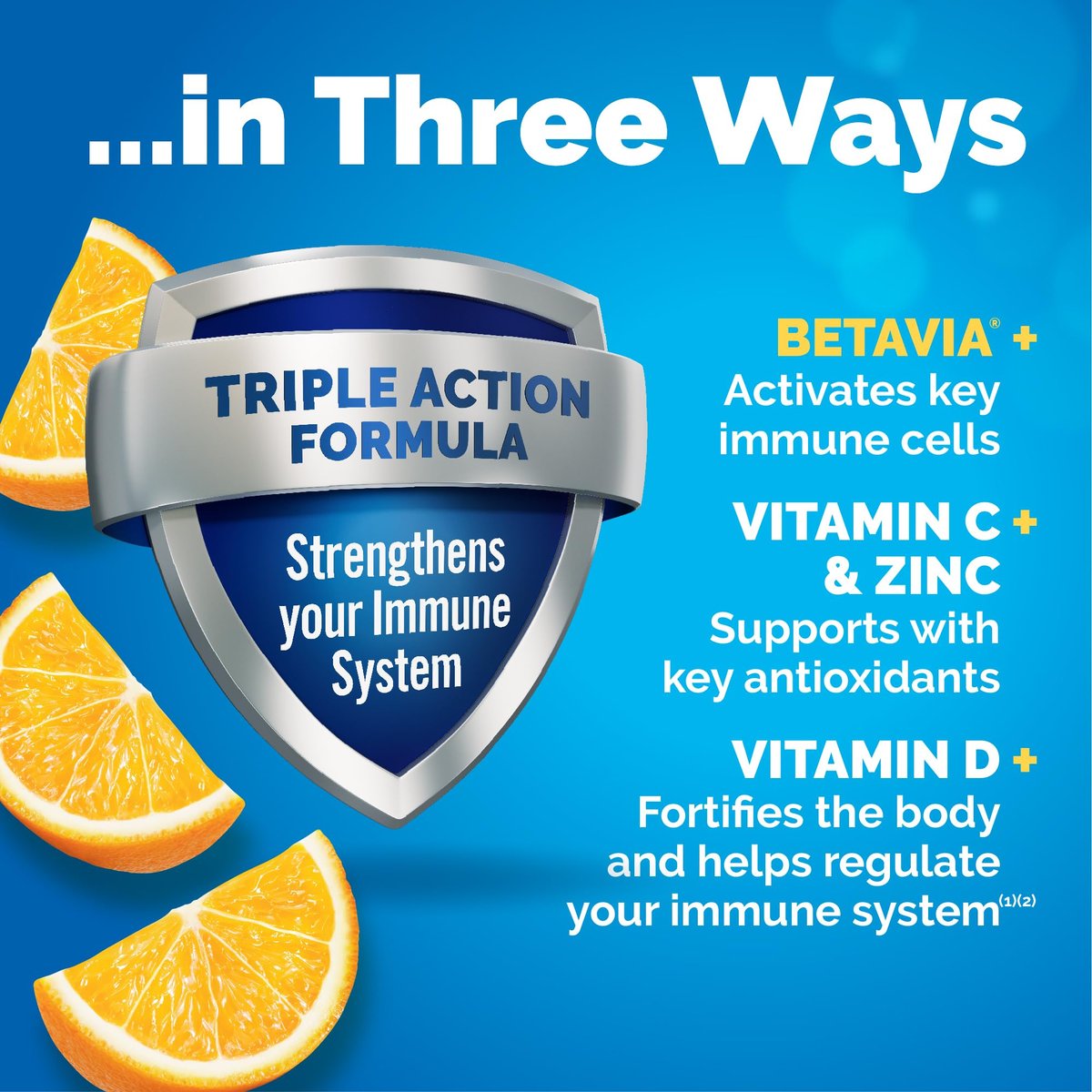 Emergen-C Immune+ Triple Action Immununterstützung Pulver mit BetaVia®, 1000 mg Vitamin C, B-Vitaminen, Vitamin D und Antioxidantien, Super Orange – 30 Portionen