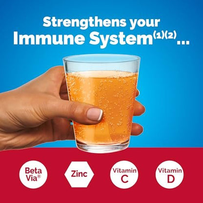 Emergen-C Immune+ Triple Action Immununterstützung Pulver mit BetaVia®, 1000 mg Vitamin C, B-Vitaminen, Vitamin D und Antioxidantien, Super Orange – 30 Portionen