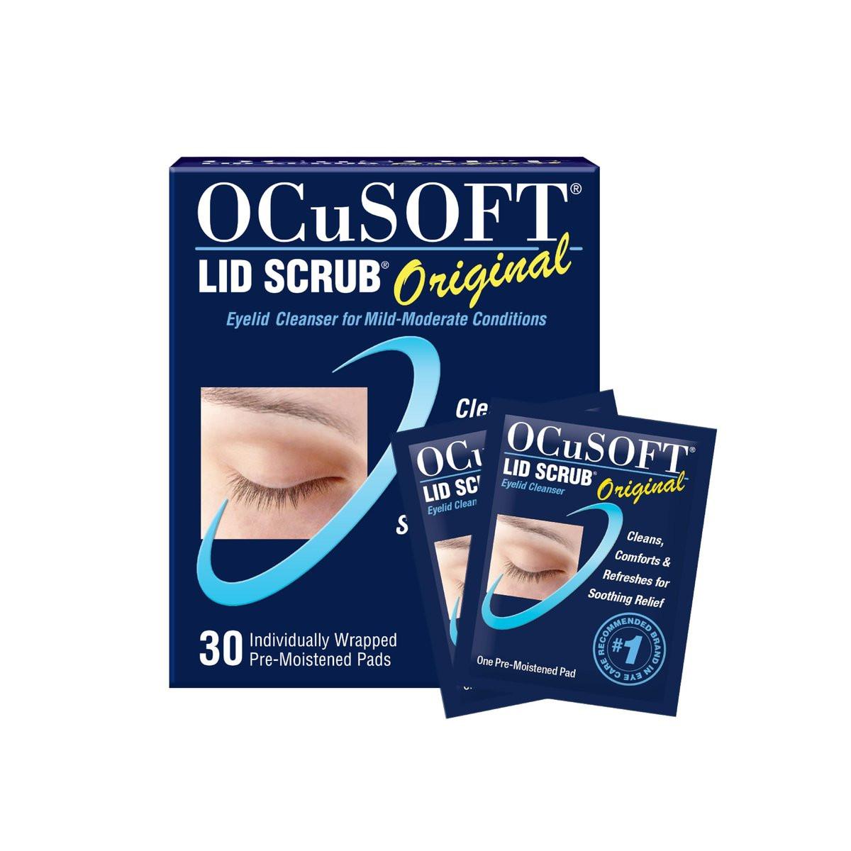 OCuSOFT Lid Scrub Original Augenlid-Reiniger – Vorbefeuchtete Lidtücher für milde bis mittelschwere Beschwerden – Reinigt, beruhigt und lindert gereizte Augenlider – 30 Stück