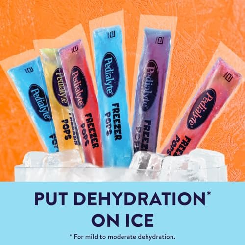 Pedialyte Electrolyt-Lösung Gefrierpops, Hydrations-Variety-Pack – Traube, Blaue Himbeere, Kirsche, Orange, 64 Stück