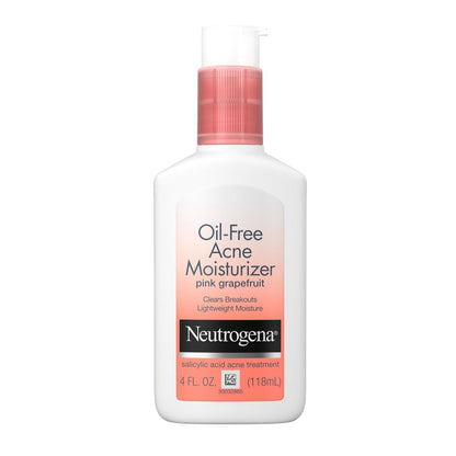 Neutrogena Oil Free Akne Feuchtigkeitscreme mit 0,5% Salicylsäure, Pink Grapefruit Gesichtslotion gegen Unreinheiten, nicht fettend & nicht komedogen, 118 ml