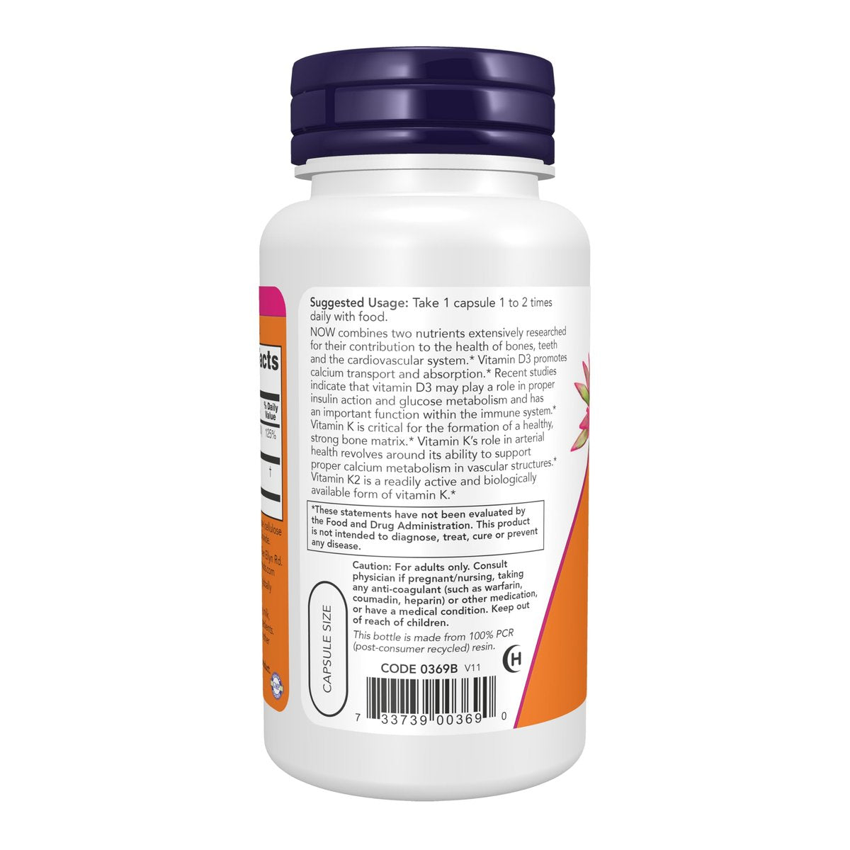 NOW Foods Vitamin D-3 & K-2 – 120 vegane Kapseln, hochdosiert