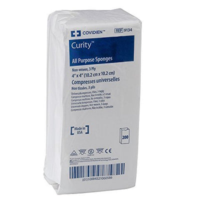 COVIDIEN Curity Vielzweck-Wundkompresse, unsteril, 4" x 4", 3-lagig, 200 Stück