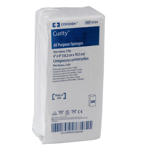 COVIDIEN Curity Vielzweck-Wundkompresse, unsteril, 4" x 4", 3-lagig, 200 Stück