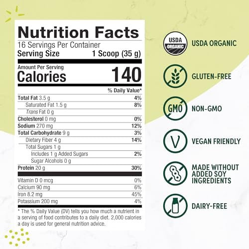 Purely Inspired Bio-Pflanzliches Proteinpulver für Männer & Frauen, Reichhaltiger Decadenter Schokoladengeschmack (16 Portionen) - Vegan & Bio - 20g Erbsenproteinpulver für Smoothies & Shakes - Laktosefrei & Glutenfrei