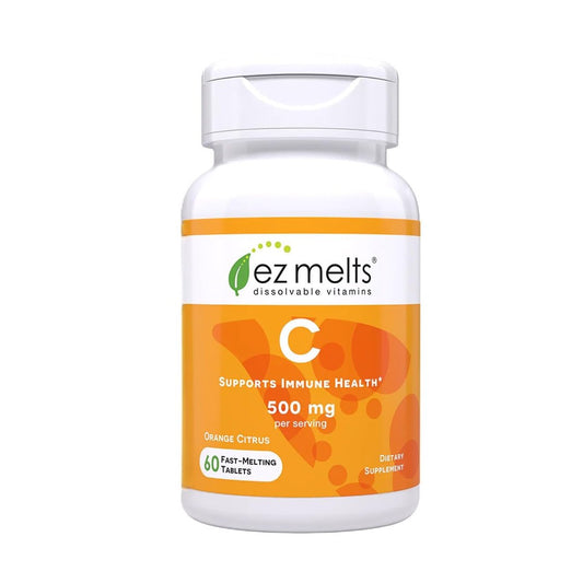 EZ Melts Vitamin C – Tägliche Unterstützung für Antioxidantien & Immunsystem – Ohne künstliche Aromen – Nicht-GMO & Zuckerfrei – Orangen-Zitrus – 60 lösliche Tabletten (30 Portionen)
