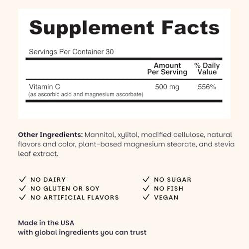 EZ Melts Vitamin C – Tägliche Unterstützung für Antioxidantien & Immunsystem – Ohne künstliche Aromen – Nicht-GMO & Zuckerfrei – Orangen-Zitrus – 60 lösliche Tabletten (30 Portionen)