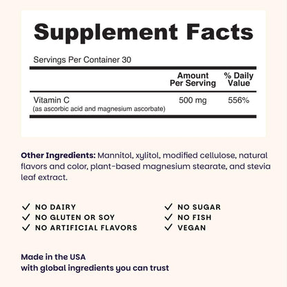 EZ Melts Vitamin C – Tägliche Unterstützung für Antioxidantien & Immunsystem – Ohne künstliche Aromen – Nicht-GMO & Zuckerfrei – Orangen-Zitrus – 60 lösliche Tabletten (30 Portionen)