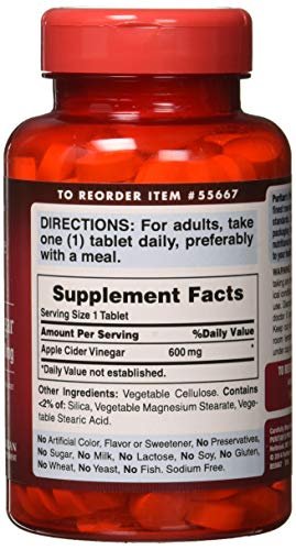 Puritan's Pride Apfelessig 600 mg, vegetarisches Nahrungsergänzungsmittel, 6-Monats-Vorrat, 200 Tabletten (Verpackung kann variieren)