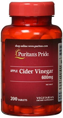 Puritan's Pride Apfelessig 600 mg, vegetarisches Nahrungsergänzungsmittel, 6-Monats-Vorrat, 200 Tabletten (Verpackung kann variieren)