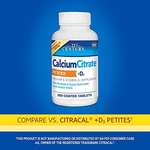 21st Century Calcium Citrat + D3 Petites überzogene Tabletten, 200 Stück