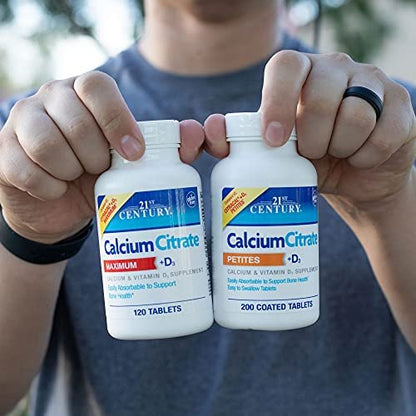 21st Century Calcium Citrat + D3 Petites überzogene Tabletten, 200 Stück
