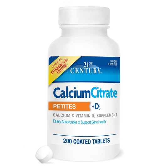 21st Century Calcium Citrat + D3 Petites überzogene Tabletten, 200 Stück