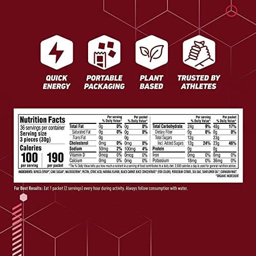 CLIF BLOKS Energy Chews - Erdbeer - Non-GMO - Pflanzlich - Schnelle Energie für Radfahren und Laufen - Trainingssnack (2,1 Unzen Packung, 3 Stück)