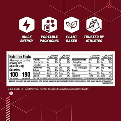 CLIF BLOKS Energy Chews - Erdbeer - Non-GMO - Pflanzlich - Schnelle Energie für Radfahren und Laufen - Trainingssnack (2,1 Unzen Packung, 3 Stück)