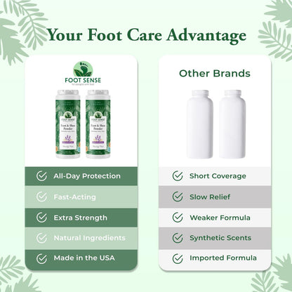 FOOT SENSE All Natural Fuß- und Schuhpuder – Lang anhaltende Geruchskontrolle bis zu 6 Monaten, desodoriert, sicher für Männer, Frauen, Kinder, Sportler, 100g