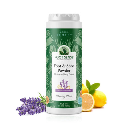 FOOT SENSE All Natural Fuß- und Schuhpuder – Lang anhaltende Geruchskontrolle bis zu 6 Monaten, desodoriert, sicher für Männer, Frauen, Kinder, Sportler, 100g