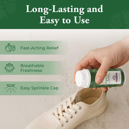 FOOT SENSE All Natural Fuß- und Schuhpuder – Lang anhaltende Geruchskontrolle bis zu 6 Monaten, desodoriert, sicher für Männer, Frauen, Kinder, Sportler, 100g