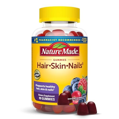 Nature Made Haare, Haut und Nägel mit Biotin 2500 mcg - Nahrungsergänzungsmittel für gesunde Haare, Haut & Nägel - 90 Gummis, 45-Tage-Vorrat