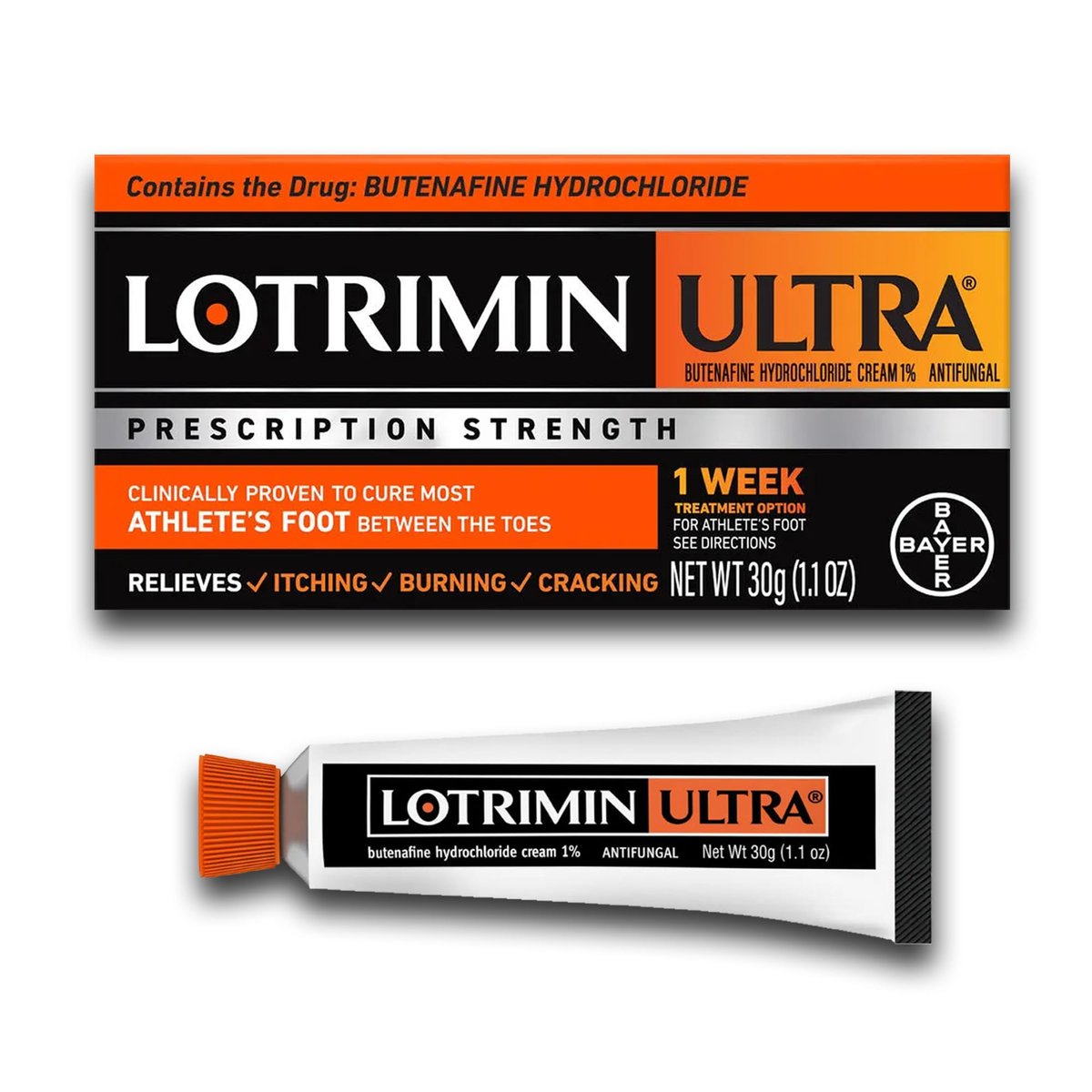 Lotrimin Ultra 1-Woche Fußpilz Behandlung – Rezeptstarkes Butenafinhydrochlorid 1% – Creme gegen Fußpilz zwischen den Zehen – 30 g