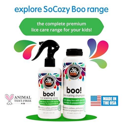 SoCozy Boo Lice Scaring Spray für Kinderhaar – Wirksame Läuseabwehr mit Teebaumöl, Rosmarinöl & Keratin, 237 ml