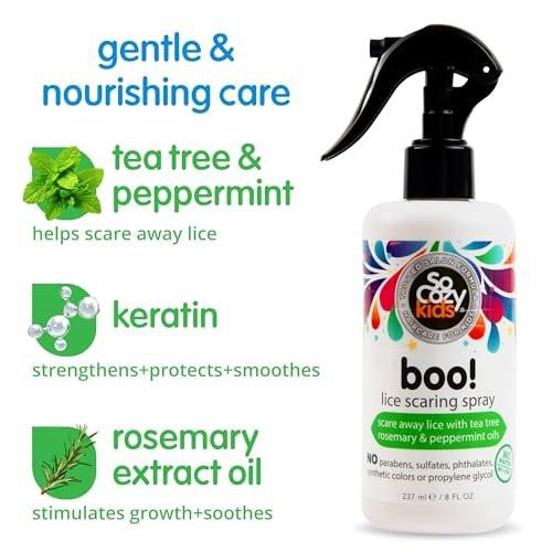 SoCozy Boo Lice Scaring Spray für Kinderhaar – Wirksame Läuseabwehr mit Teebaumöl, Rosmarinöl & Keratin, 237 ml