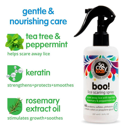 SoCozy Boo Lice Scaring Spray für Kinderhaar – Wirksame Läuseabwehr mit Teebaumöl, Rosmarinöl & Keratin, 237 ml