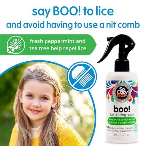 SoCozy Boo Lice Scaring Spray für Kinderhaar – Wirksame Läuseabwehr mit Teebaumöl, Rosmarinöl & Keratin, 237 ml
