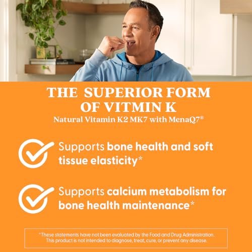 Doctor's Best Natürliches Vitamin K2 MK7 Supplement für Männer & Frauen - Knochengesundheit Unterstützung, 100 mcg Vitamin K-2 MK-7 Kapseln mit MenaQ7, Calcium Unterstützung, Non GMO, Vegan - 60 Veg Kapseln