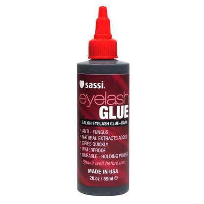 Sassi Eyelash Glue Dark 2oz – Schnelltrocknender, wasserfester Wimpernkleber mit natürlichen Extrakten, langanhaltender Halt, hergestellt in den USA