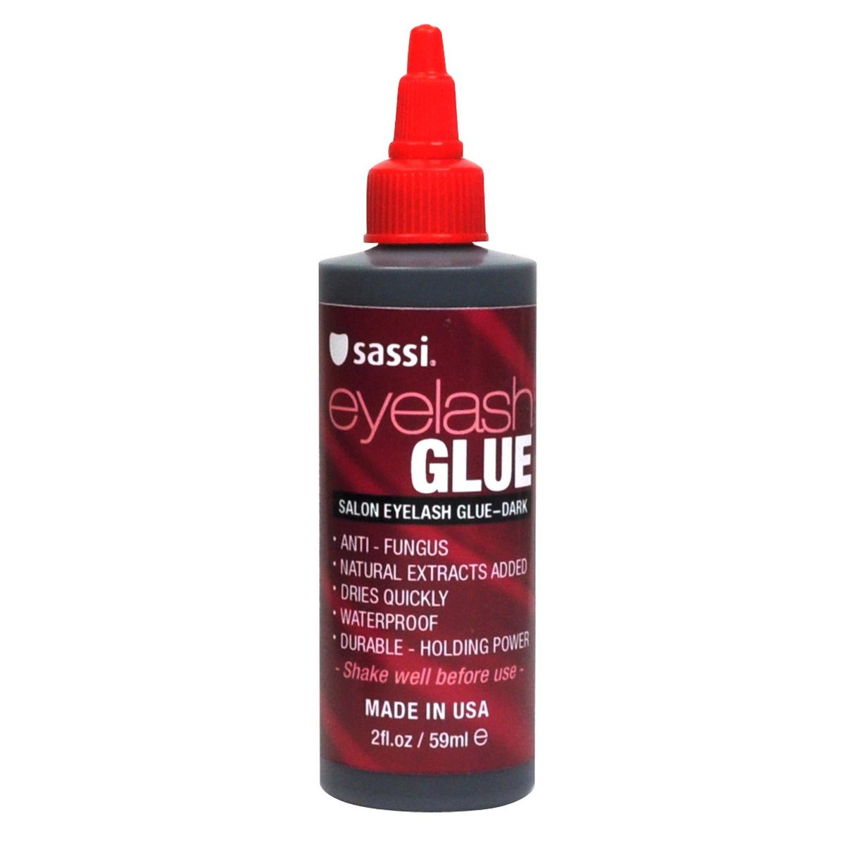 Sassi Eyelash Glue Dark 2oz – Schnelltrocknender, wasserfester Wimpernkleber mit natürlichen Extrakten, langanhaltender Halt, hergestellt in den USA