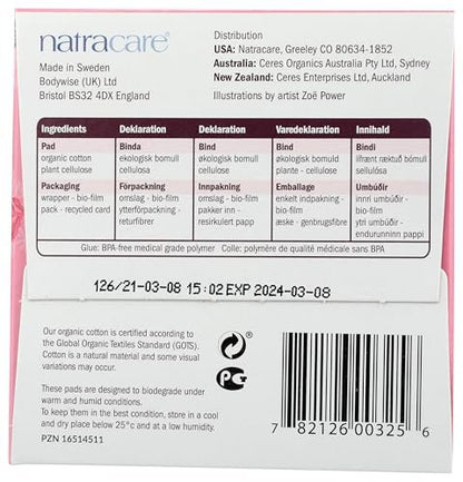 Natracare Ultra Extra Binden mit Flügeln, Regular, einzeln verpackt, aus zertifizierter Bio-Baumwolle, ökologisch zertifiziertem Zellstoff und Pflanzenstärke (1 Packung, 12 Binden)