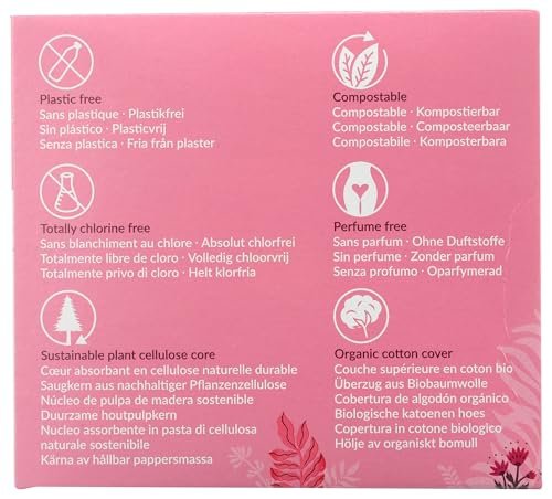 Natracare Ultra Extra Binden mit Flügeln, Regular, einzeln verpackt, aus zertifizierter Bio-Baumwolle, ökologisch zertifiziertem Zellstoff und Pflanzenstärke (1 Packung, 12 Binden)