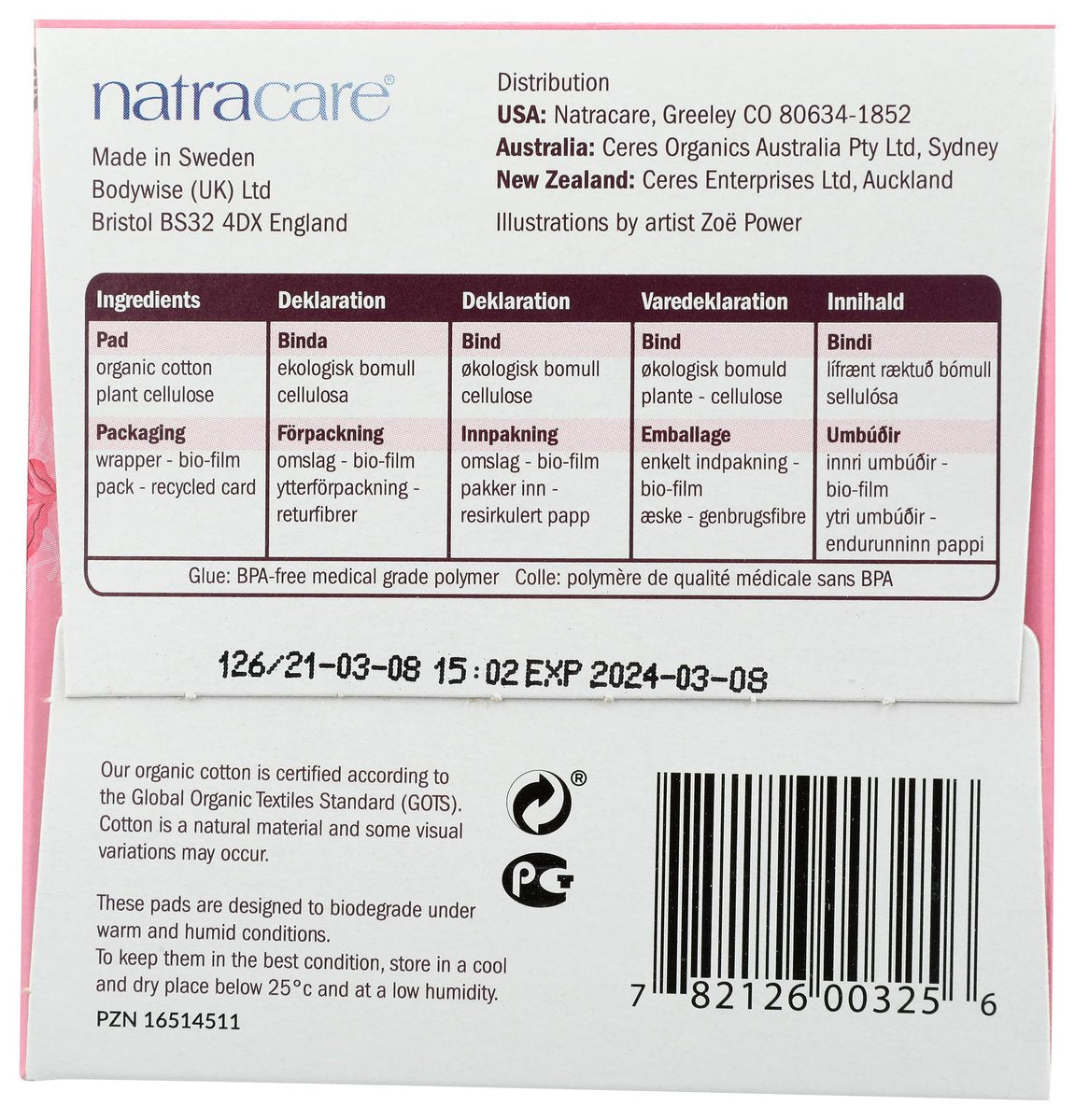 Natracare Ultra Extra Binden mit Flügeln, Regular, einzeln verpackt, aus zertifizierter Bio-Baumwolle, ökologisch zertifiziertem Zellstoff und Pflanzenstärke (1 Packung, 12 Binden)