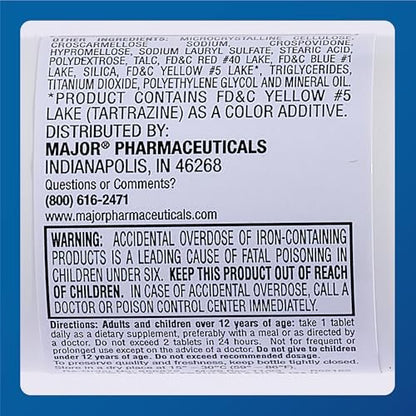 Major Ferosul – Eisensulfat 325 mg Tabletten mit 65 mg elementarem Eisen – Eisenpräparat für Frauen und Männer – Grün – 100 Stück (2er-Pack)