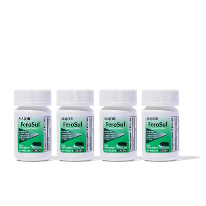 Major Ferosul – Eisen(II)-sulfat 325 mg Tabletten mit 65 mg elementarem Eisen – Eisenpräparat für Frauen, Männer – Grün – 100 Stück (4er-Pack)