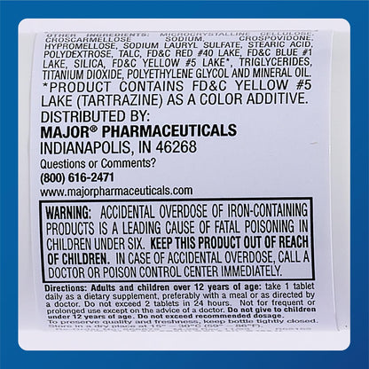 Major Ferosul – Eisen(II)-sulfat 325 mg Tabletten mit 65 mg elementarem Eisen – Eisenpräparat für Frauen, Männer – Grün – 100 Stück (4er-Pack)