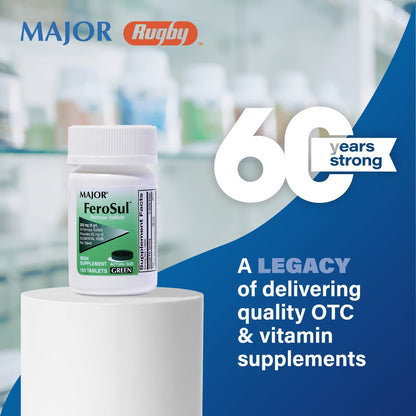 Major Ferosul – Eisen(II)-sulfat 325 mg Tabletten mit 65 mg elementarem Eisen – Eisenpräparat für Frauen, Männer – Grün – 100 Stück (4er-Pack)