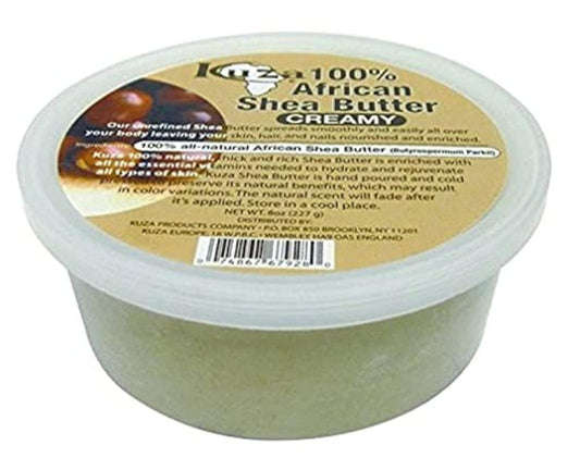 Kuza 100% Afrikanische Sheabutter – Cremig, Weiß – Für Haut, Haare und Nägel, 227 g
