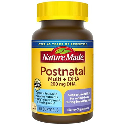 Nature Made Postnatal Multivitamin + DHA 200 mg – 60 Softgels für stillende Mütter