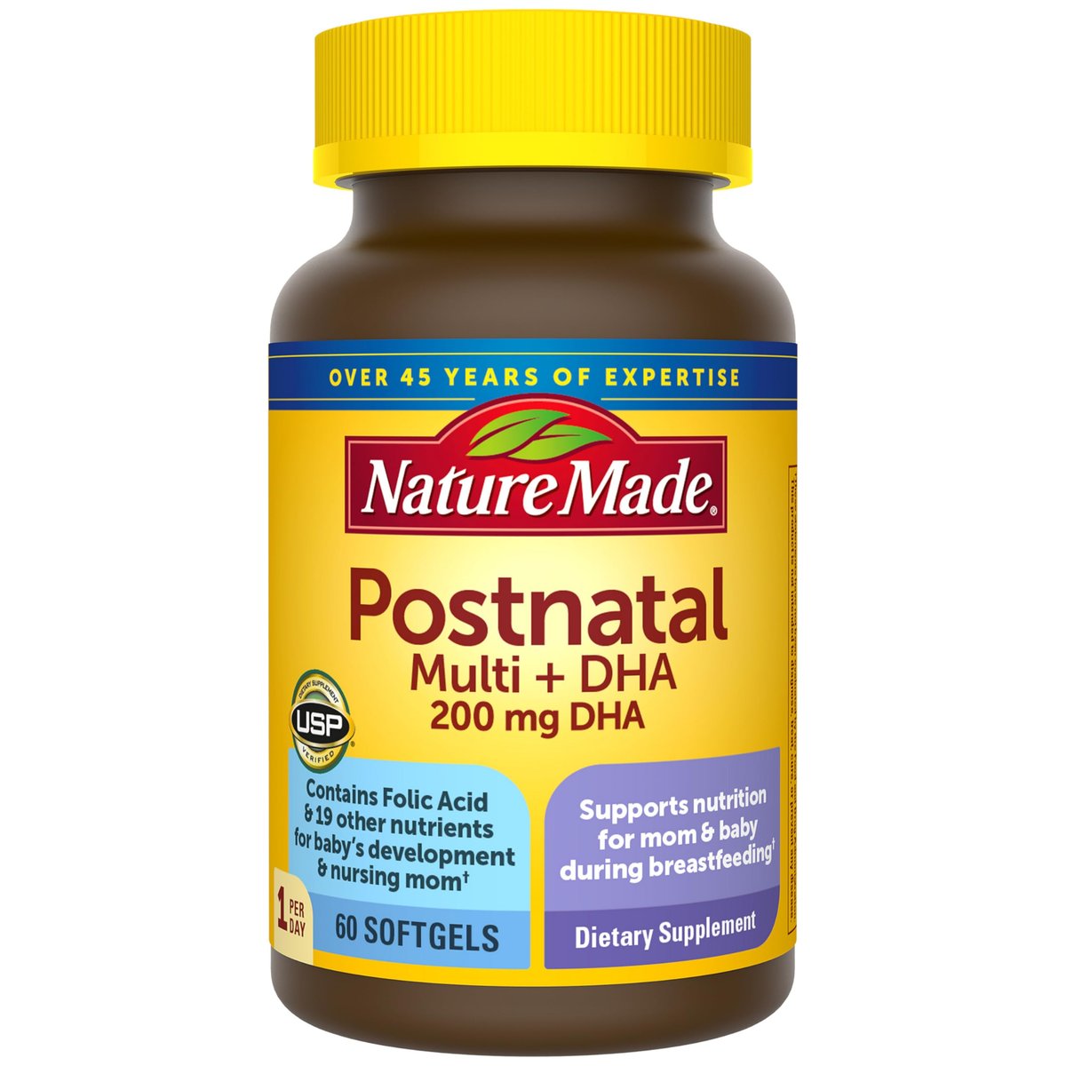 Nature Made Postnatal Multivitamin + DHA 200 mg – 60 Softgels für stillende Mütter