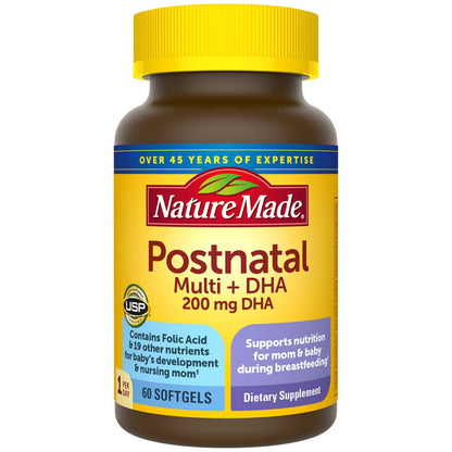 Nature Made Postnatal Multivitamin + DHA 200 mg – 60 Softgels für stillende Mütter