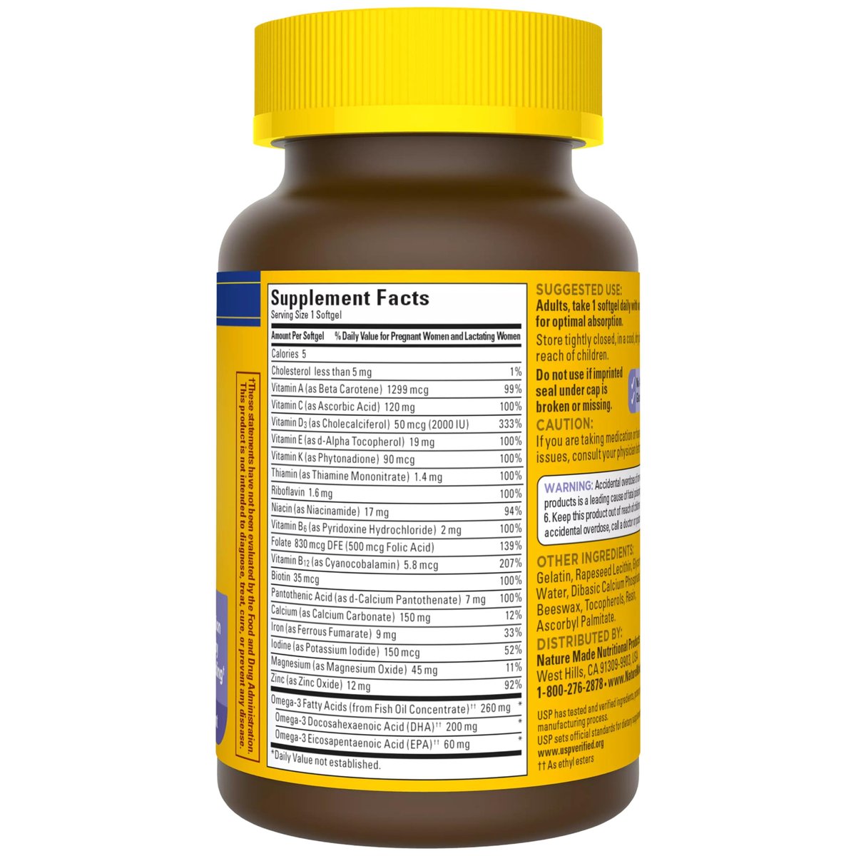 Nature Made Postnatal Multivitamin + DHA 200 mg – 60 Softgels für stillende Mütter