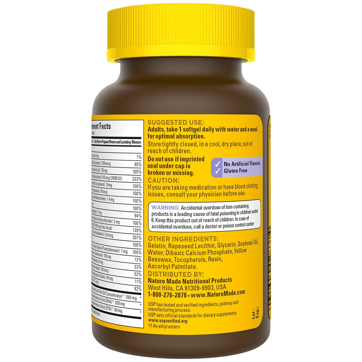 Nature Made Postnatal Multivitamin + DHA 200 mg – 60 Softgels für stillende Mütter